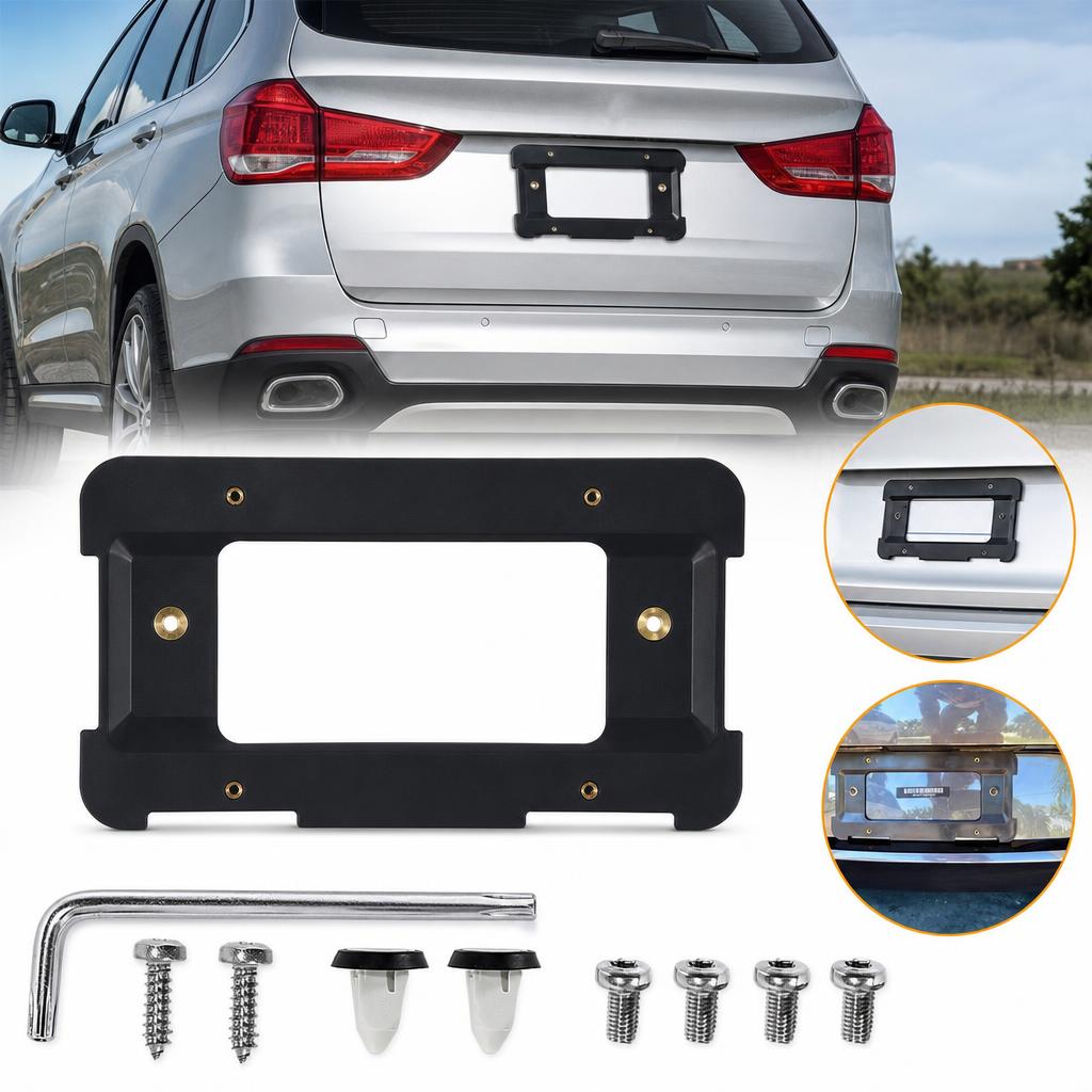 Black Car License Plate Holder Rear License Plate Frame Bracket For BMW Replace 51187160607 License Plate Covers Frames 6