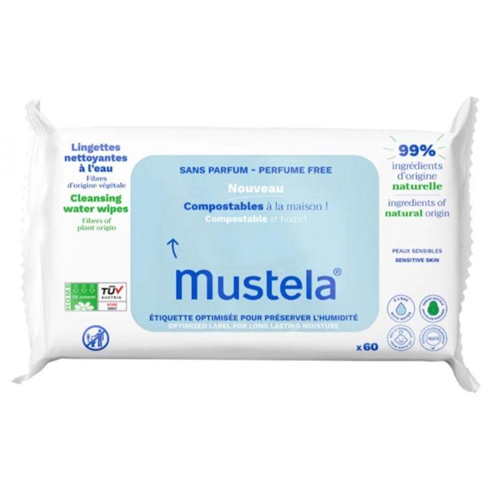 Mustela Lingettes Nettoyantes Compostables Non Parfumées X60