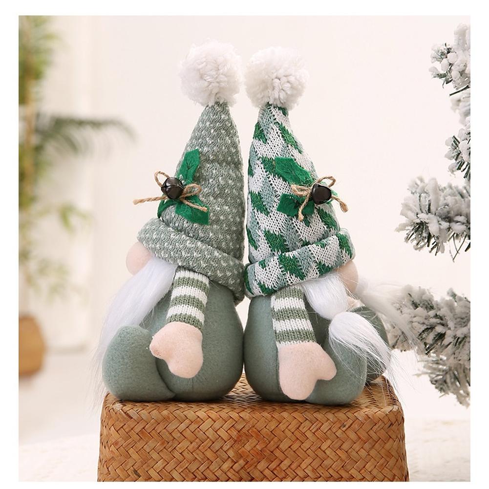 Soft Plush Christmas Ornament with Knitted Hat Sitting Position Design for Home Display Creating a Warm Holiday Atmosphere