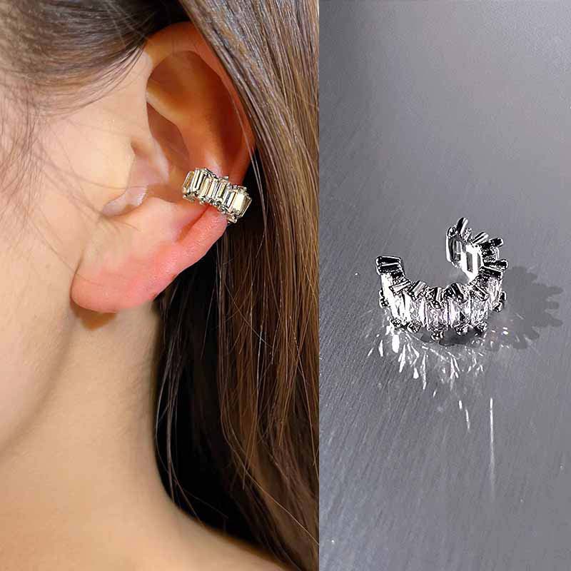 

Shiny Crystal Zircon Flower Star Cuff Earrings Rhinestone No Piercing Geometric Clip Earring Simple Luxury Ear Clip Jewelry Gift