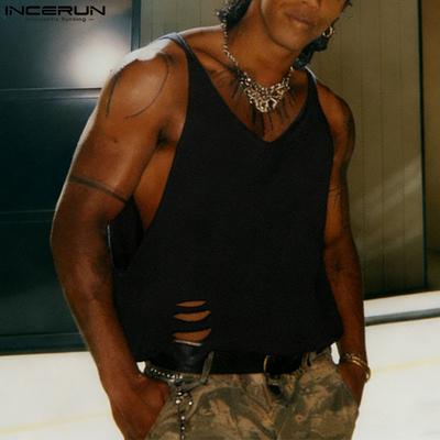 Summer Men V Neck Casual Sleeveless Strap Loose Tank Tops