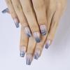 Blue French Ombre Press-On Nails - Medium Ballet Shape Gradient Manicure Tips