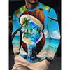Spring Autumn Fashion Comfortable Loose Soft Casual Versatile Round Neck Long Sleeve T-shirt Creative Fun Animal Geometry 3D Printed Men's T-shirt