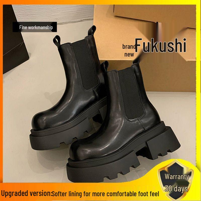 

Женские миниатюрные ботинки Мартин в британском стиле на толстой подошве - ботильоны челси на щиколотке с увеличением роста для осени/зимы 2025 37