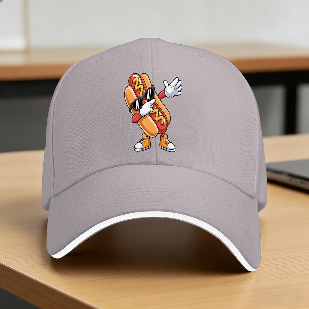 Dabbing Hotdog Dab Dance for Hotdog Lovers Baseball Cap  Fashion Unisex Men Trucker Hat Sun-Proof Print Hunting Snapback Cap