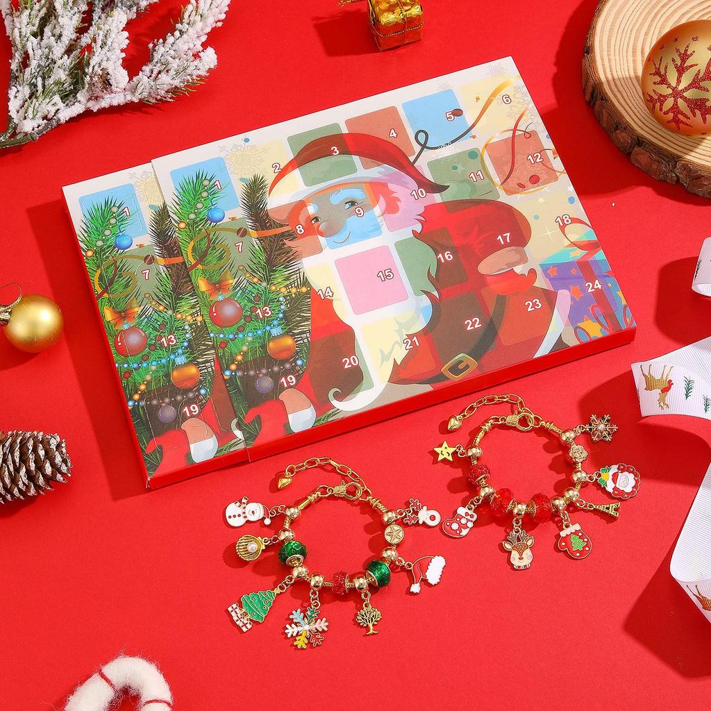 Cross-border Christmas Countdown: 24-Grid DIY Bracelet & Necklace Gift Set for Kids