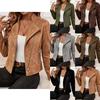 Women's clothing autumn and winter new suede solid color personalized lapel metal zipper jacket jacket