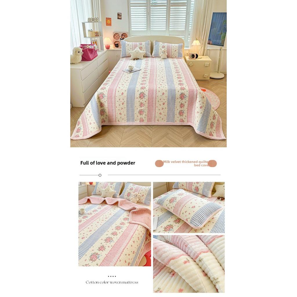 Zimní silný mléčný sametový přehoz na postel, tatami rohož s bavlněným kang přehozem, protiskluzová matrace, hřejivé prostěradlo z korálového sametu