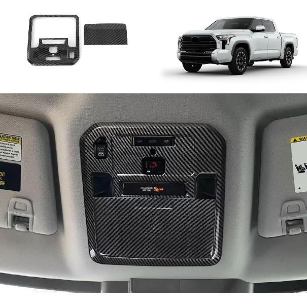 Car Accessories Compatible with Toyota Tundra 2022 2023 2024 2025 Interior Front Row Roof Reading Light Panel Cover Trim ABS 2PCS(Carbon Fiber Style) Carbon Fiber Style