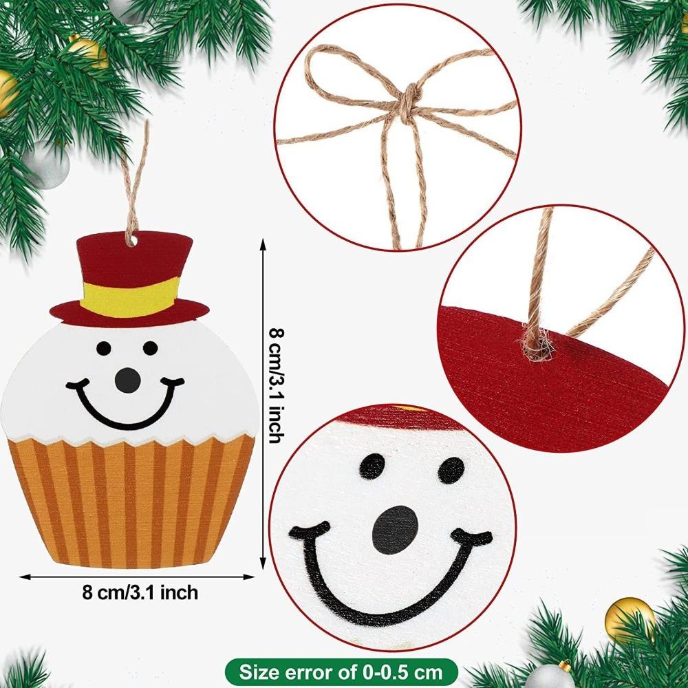 20/40PCS Wooden Christmas Tree Decoration Santa Claus Snowman Xmas Hanging Pendants DIY Mini Hanging Accessories