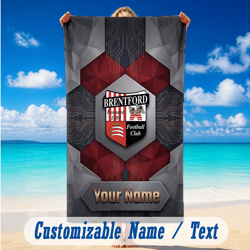 Beach Towel Custom Name Text, Quick Dry Large Towel For Beach HomeBrentford Football