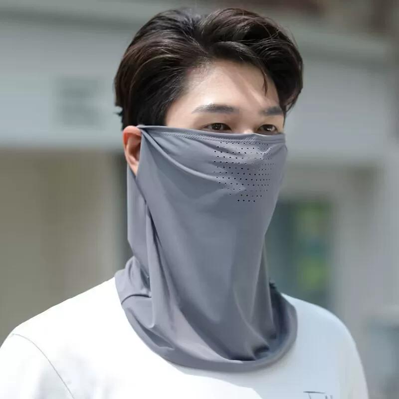Sun Mask Men's Thin Ice Silk Scarf Summer Sports Headscarf Outdoor Fishing Face Towel Neck Guard Bandana Face Mask