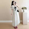 French Academy Style White Doll Collar Maternity Dress - Loose, Slimming, Age-Reducing, Long, Summer 2026