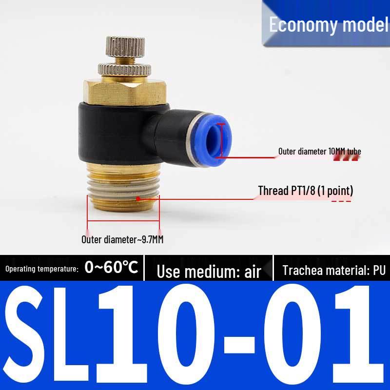 Connettori Pneumatici a Innesto Rapido: Raccordi per Tubi dell'Aria e Valvola a Farfalla con Controllo di Velocità SL4/6/8 per Cilindri