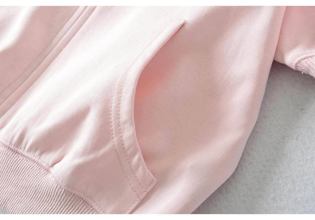 Women's Macaron Color Short-Sleeved Hooded Cardigan with Bubble Sleeves and Thin Sun Protection