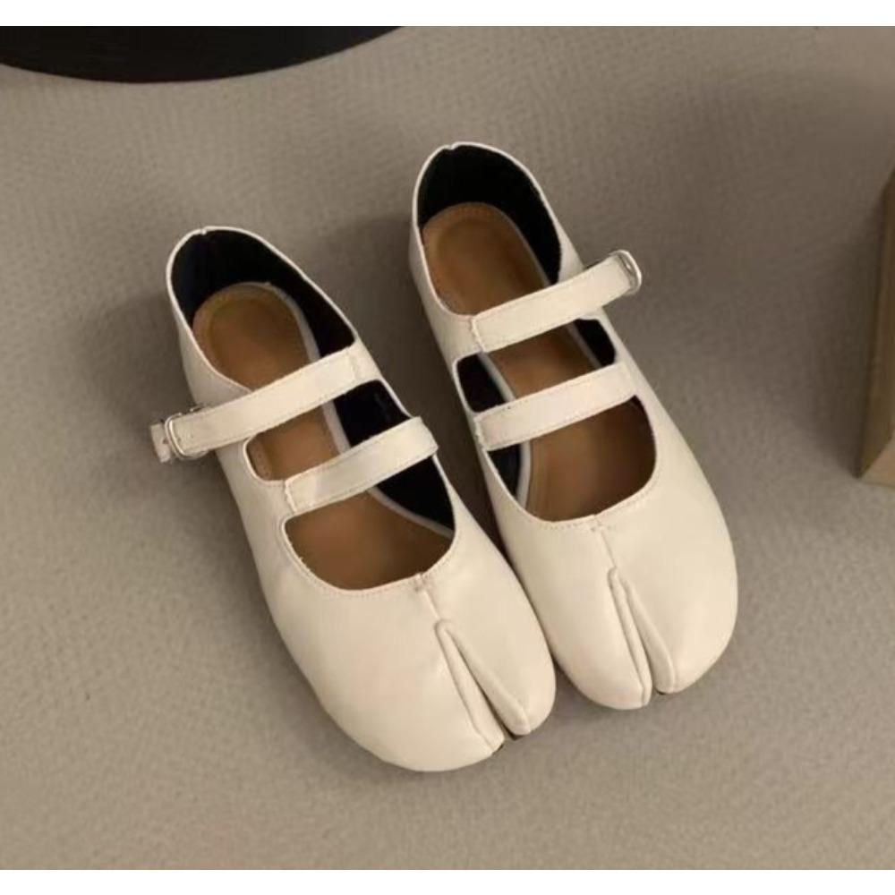 Mode Weiches Leder Zehentrenner Damen Tabi Ballerinas Frühling Herbst Bequeme Walking Slipper Lässige Mädchen Tanzschuhe