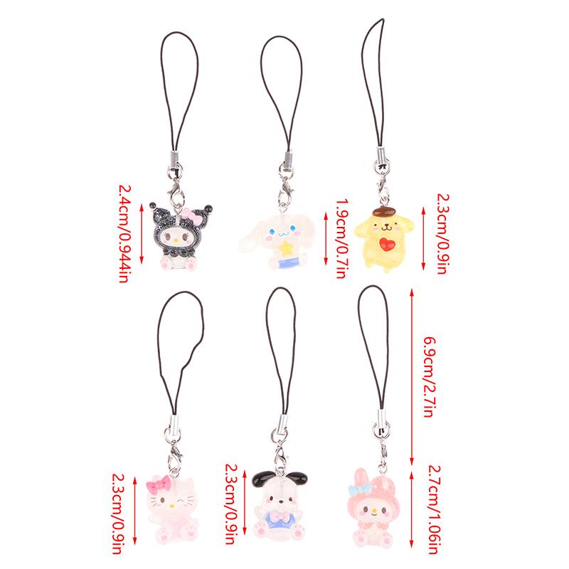 Sanrio Phone Pendant Melody Cinnamoroll Keychain Lanyard Kuromi Bag Charm Hello Kitty Hanging Rope Decoration