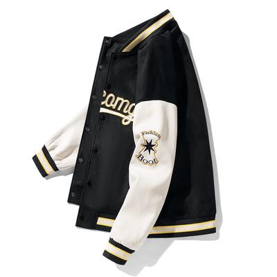 Men's Spring Jacket Suede Embroidered Baseball Coat Casual Harajuku Coat