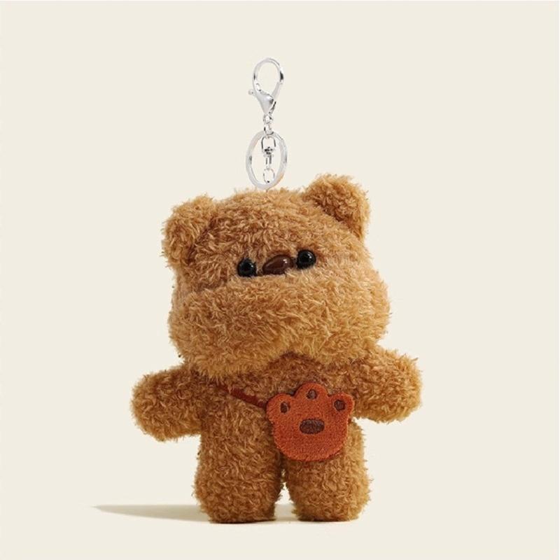 Cute Plush Bear Charm Keychain Soft Stuffed Ornament Keyring Lovely Pendants Decoration for Purse Bag Backpack Handbag