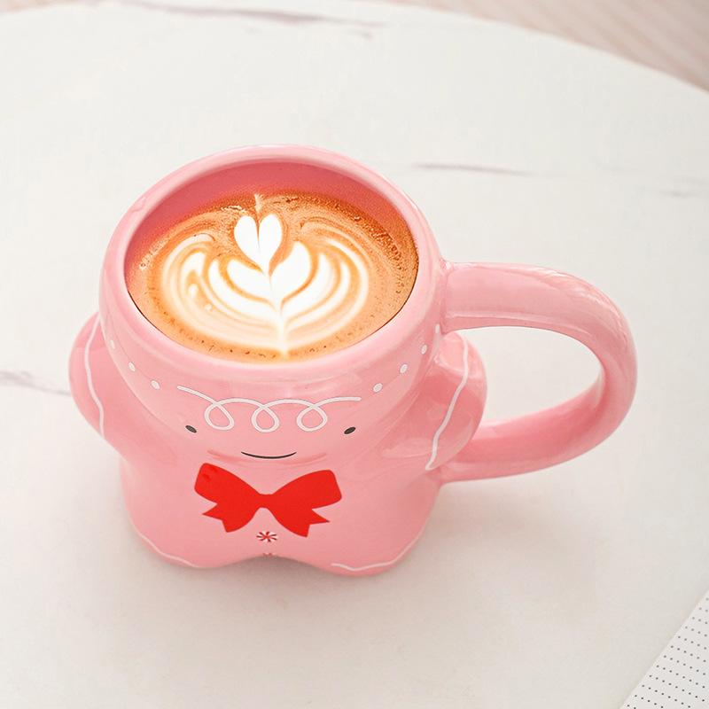 Weihnachten Cartoon Lebkuchenmann Tasse Ins Stil Hoher Wert Frühstück Kaffee Milch Tasse
