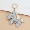 Women Leather Charms Bag Pendant KeyChain Cartoon Pony Rocking Horses Keyring Cute Animal Ornament Accessories