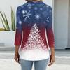 Mote dame casual revers kort 3/4 ermet juleprint skjorte dame knapp opp topper