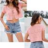 BITCED Spring/Summer Lace-Up Cropped Sexy Crop-Top Knit Cardigan Solid-Color Knit Short-Sleeve Outerwear