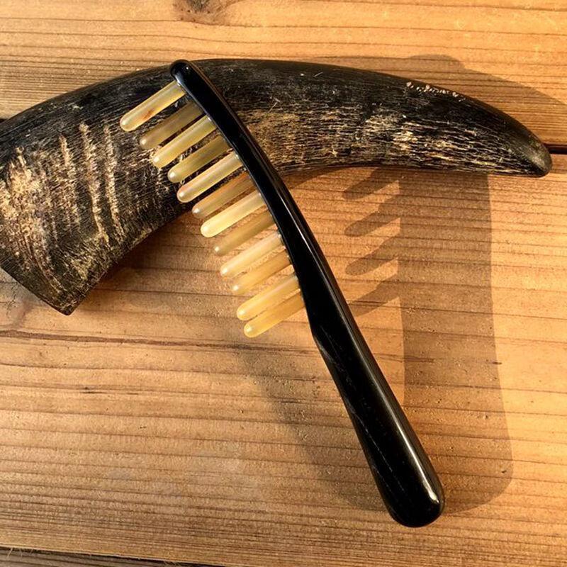 Natural Ox Horn 12-Tooth Head Massage Comb