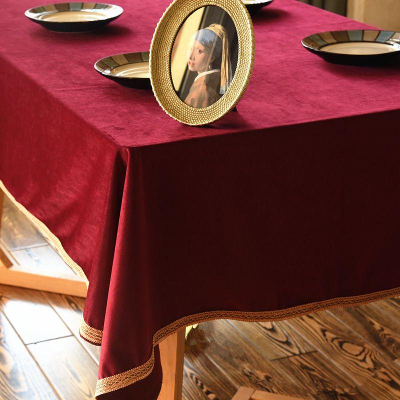 

Красная американская скатерть Доступный роскошный стиль Золотая бархатная ткань Скатерть Скатерть Кружево Ретро Французская Утолщенная Ткань для кофейного столика Ручная работа Wine Red Velvet Woven Phnom Penh 120*180cm