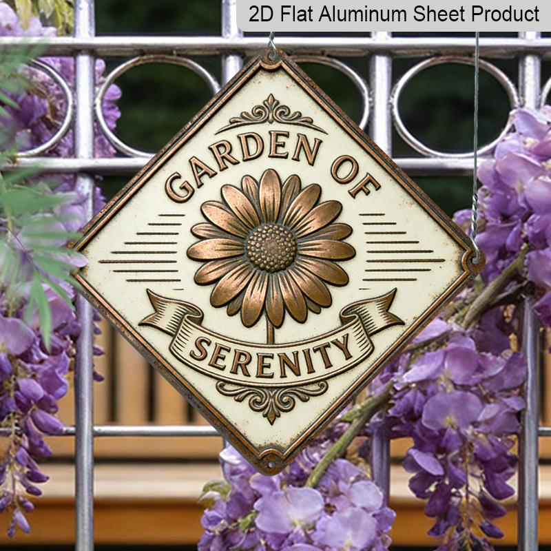 2D Flat, 1pc Vintage Serene Garden Theme Aluminum Wall Plaque - Thin Metal Sign Suitable for / Decoration - Memorial Gift for Father, Wall-Mounted