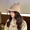 Y2k Hats Cat Ear Fuzzy Hat Fluffy Kpop Outfits for Women Women's Baseball Cap Knitted Beanie Grunge Girl Caps
