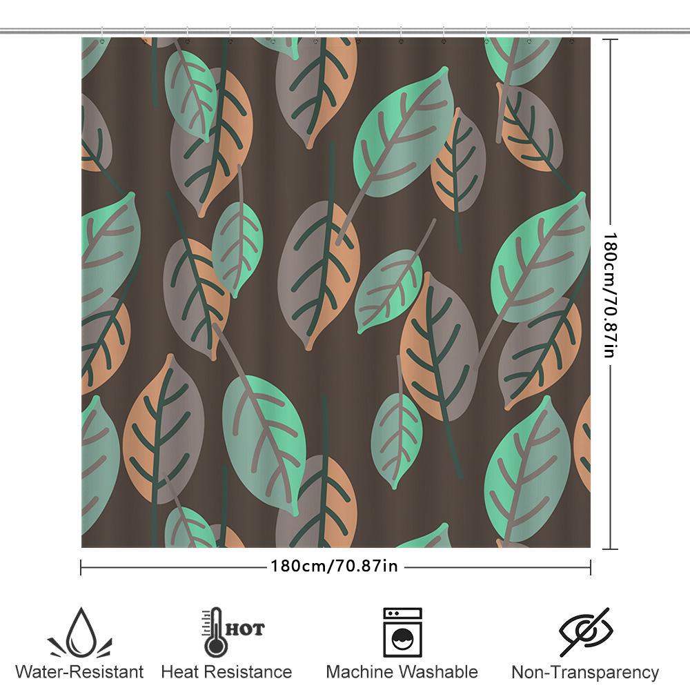 Leaf Pattern Shower Curtain Waterproof Polyester Fabric Bathroom Decor Customizable Size Various Colors Available Modern Functio