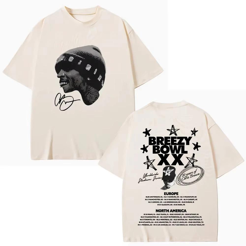 

Unisexs Women Summer Cotton Tshirts Tops Chris Brown Breezy Bowl XX 2026 Tour T Shirt Fashion Hip Hop Vintage Short Sleeve TShirt 4XL