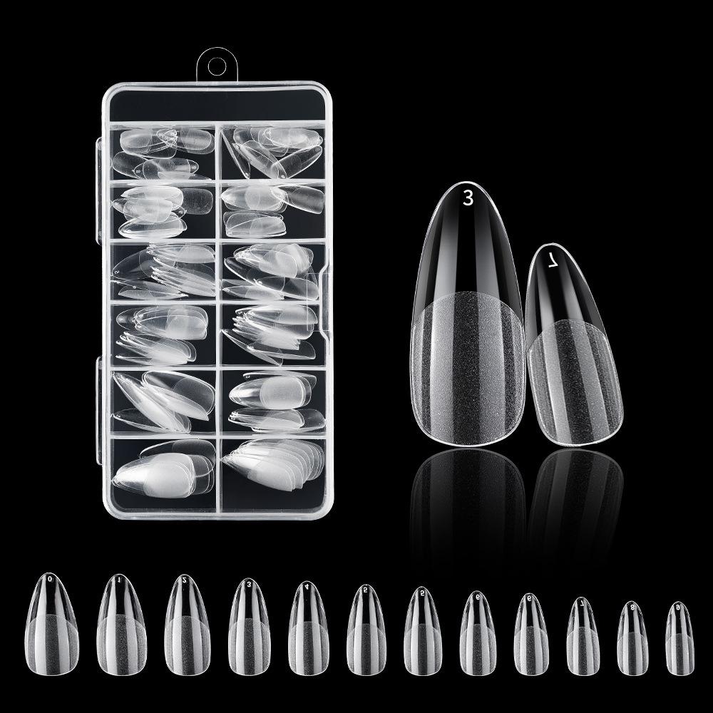 120/100-Piece Set of Clear Frosted Square Oval Almond Ballet Wear-On False Nail Art Tips