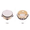 4 Inch Wooden Hand Tambourine with Metal Single Row Jingles Polyester Drum