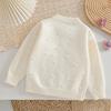 Girls' Beige Knitted Cardigan 2-8 Years Soft Sweater Coat with Colorful Flowers Fashion Toddler Girl Autumn Winter Top