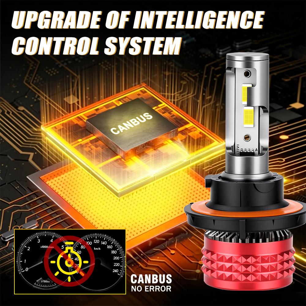 H13 9008 LED Headlight Bulbs Kit 28000LM Hi/Lo Beam Super White 6000K Headlamps 1:1 Mini Size Spotlights Lights For Car  Motors