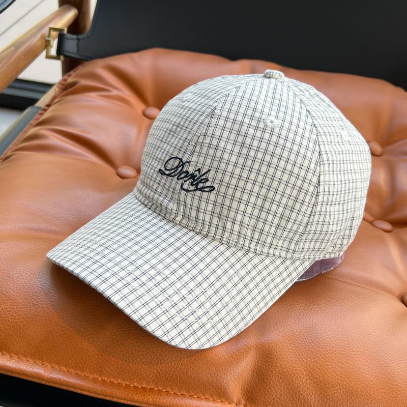 Spring and Summer Letter Embroidery Soft Top Baseball Cap Female Fresh Versatile Plaid Cap Showing Face Small Male Trend