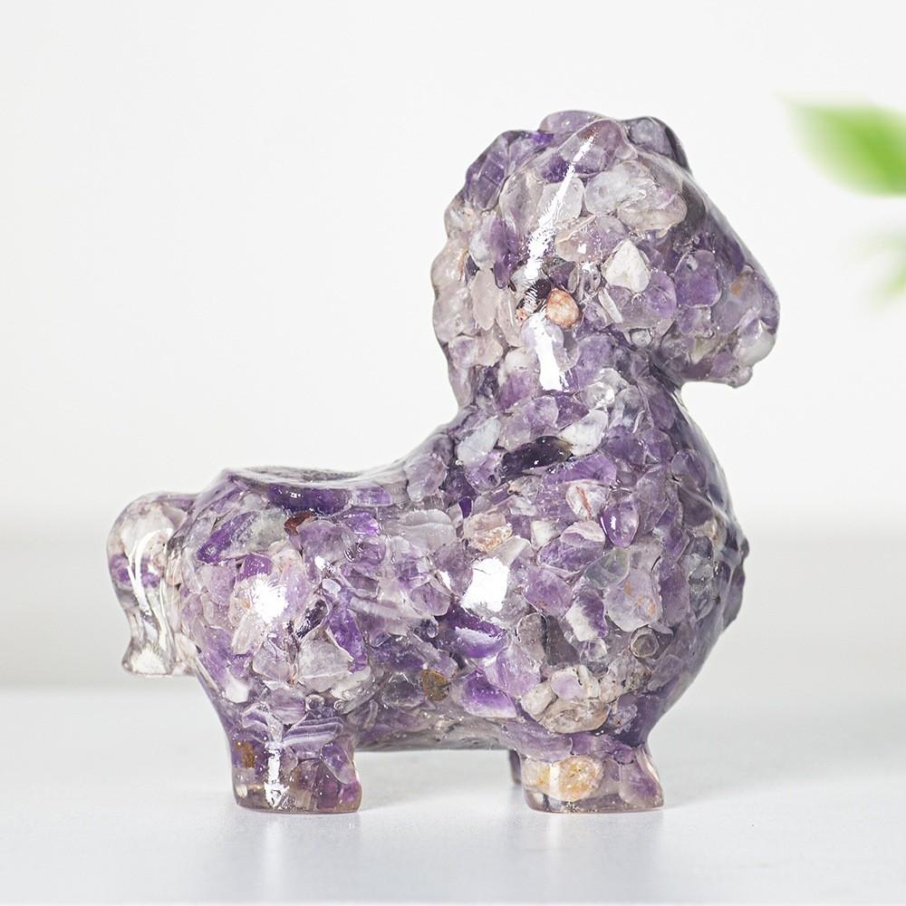 Resin Animal Figurine Decor With Crystals For Home Office And Gift Use