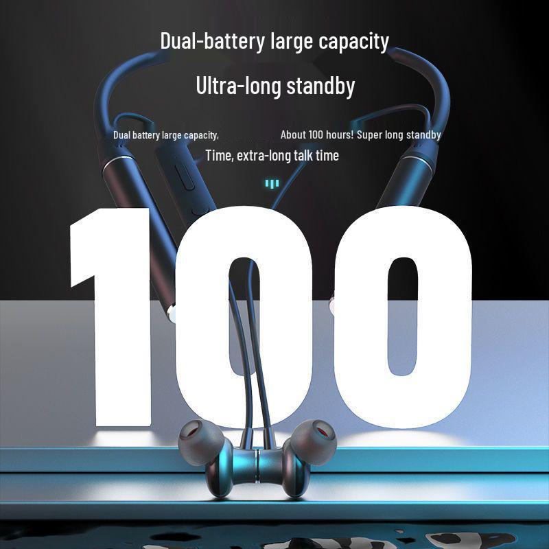 Ultra-Long Standby 5.1 Bluetooth Neckband Headphones with Card Slot & Heavy Bass, Compatible with Huawei, OPPO, Vivo, Apple.