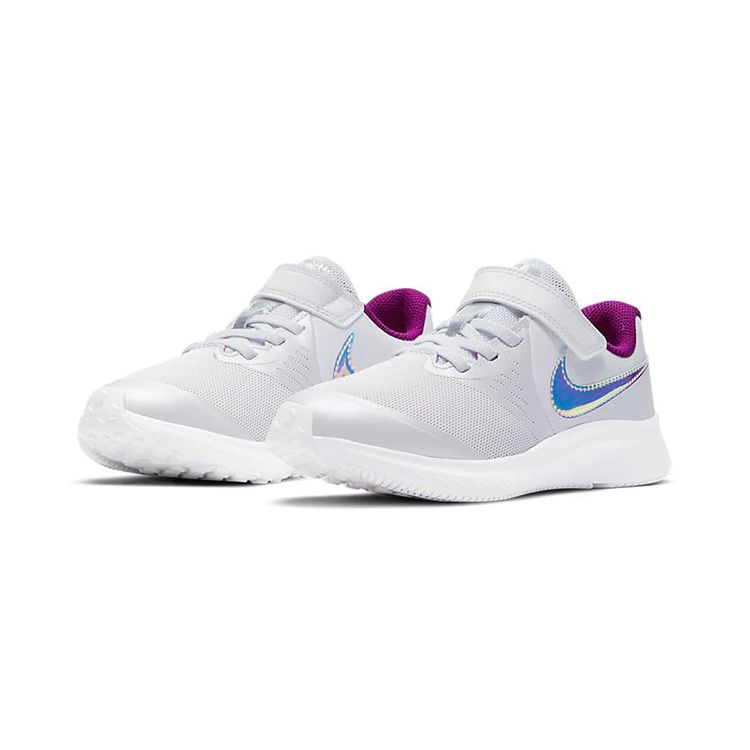 Nike Star Runner 2 Power PS Pure Platinum Iridescent Swoosh Kids Sneakers Grey Barely-Volt Red-Plum DD5889-001