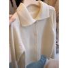 Lazy retro milk fu sweater jacket women's autumn and winter loose soft waxy lapel knitted cardigan art raw top