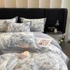 Thickened Milk Fleece Light Luxury Wide-Edge French Printing Four-Piece Double-Sided Fleece Flannel Fleece Bedding