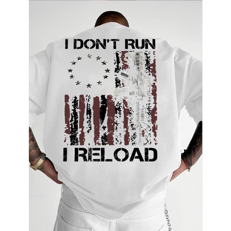 

Men S Short-Sleeve Casual T-Shirt Featuring Retro Hip-Hop Letters And Gun Elements S белый