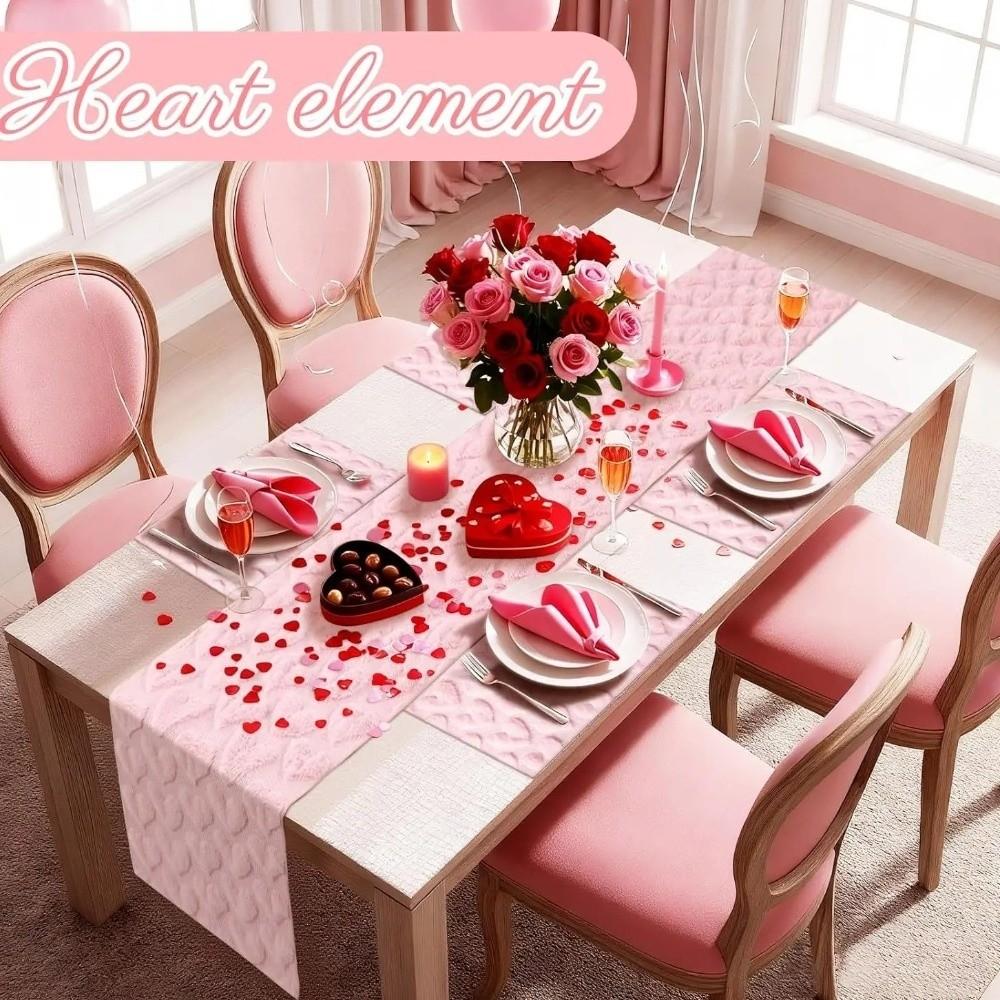 Romantic Plush Love Tablecloth Thickened Dining Table Runner Valentine's Table Flag  Dining Table