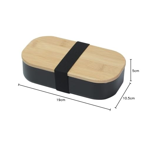 Pearl Metal Bento Box, 600ml, with Bamboo Lid, Black, Home Label D-6783