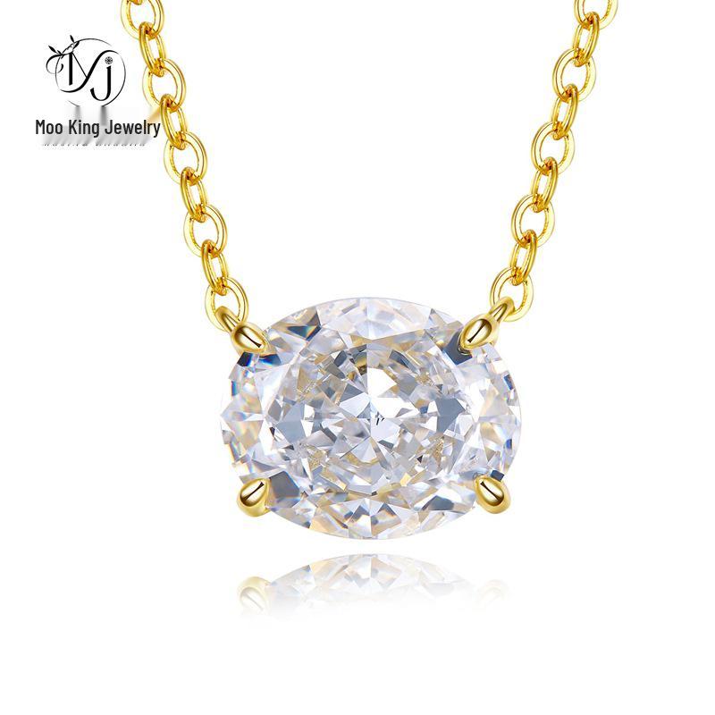 Mujing Luxury Radiant Oval White Diamond Necklace for Women