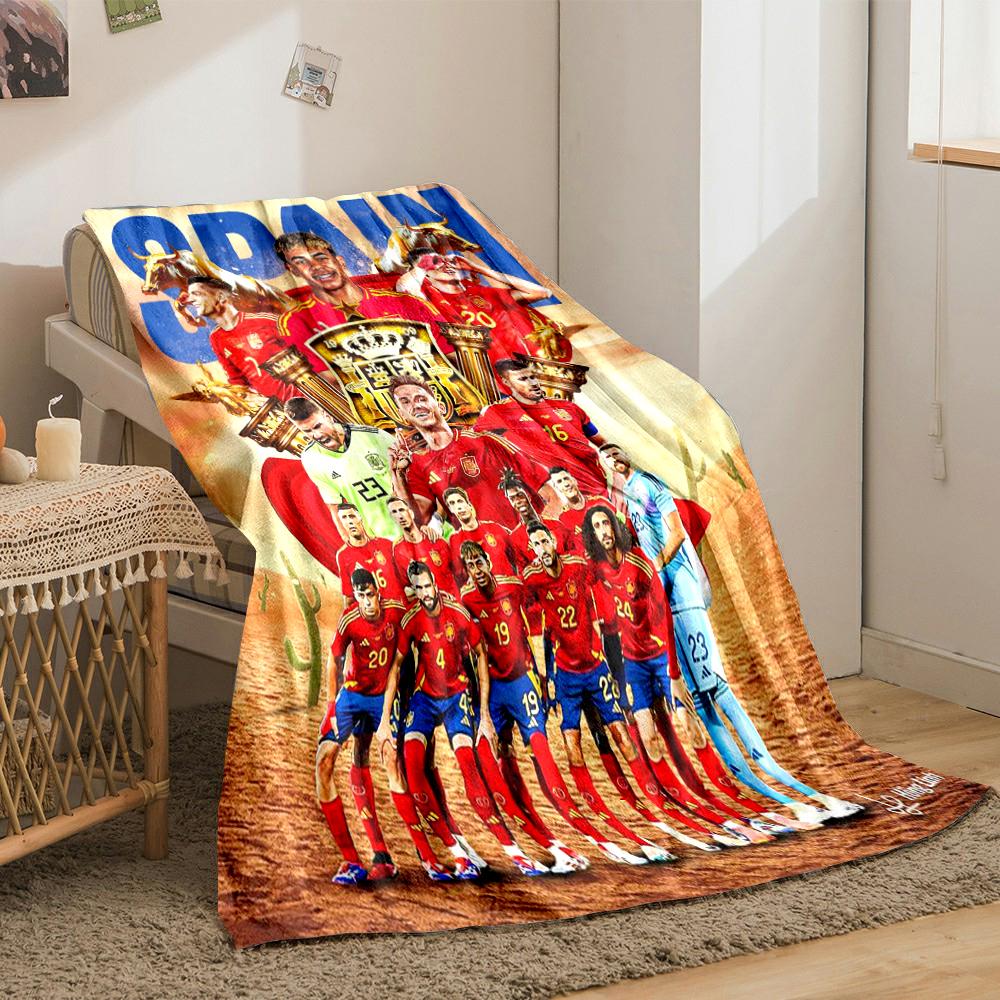 Soccer Star Red Designed Flannel blanket for bedroom, living room, sofa, and nap