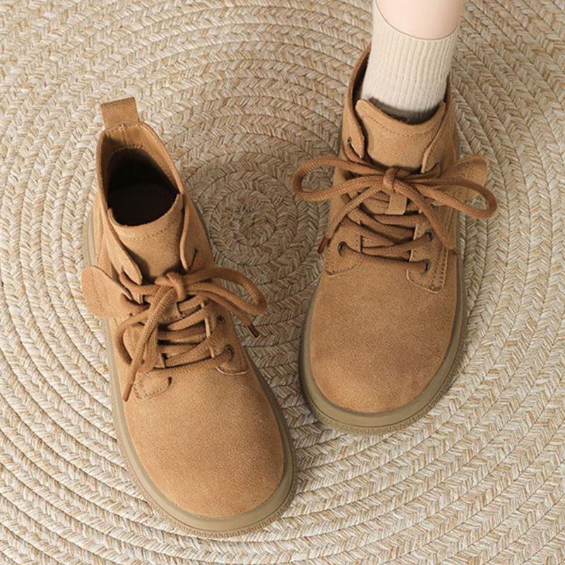 Retro Short Boots Women's Autumn New Thick-soled Versatile Lace-up Slim Martin Boots Women's Boots