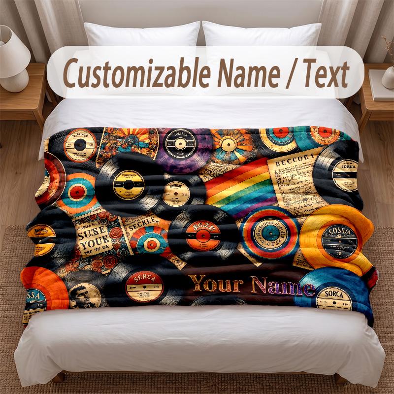 Music General Theme Soft Blanket Personalized Custom Name Text Print Warm Blanket Home Sofa Bedroom Decor